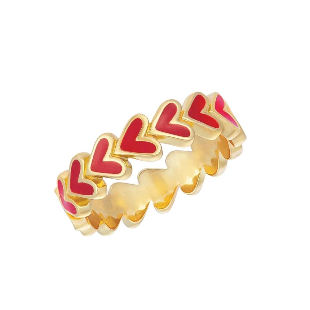 NEW STARLETTE women's eternity heart ring in red enamel hearts band